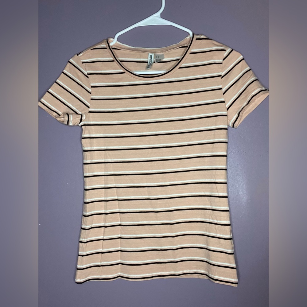 Women's Divided Pink, black and White Stripped T Shirt Small
